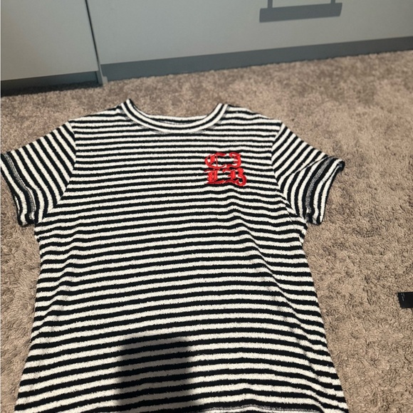 Black and White Striped Short Sleeve Tee - Picture 1 of 4
